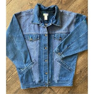 Vintage LAVON jean jacket : floral design : oversized : 1980’s 1990’s medium